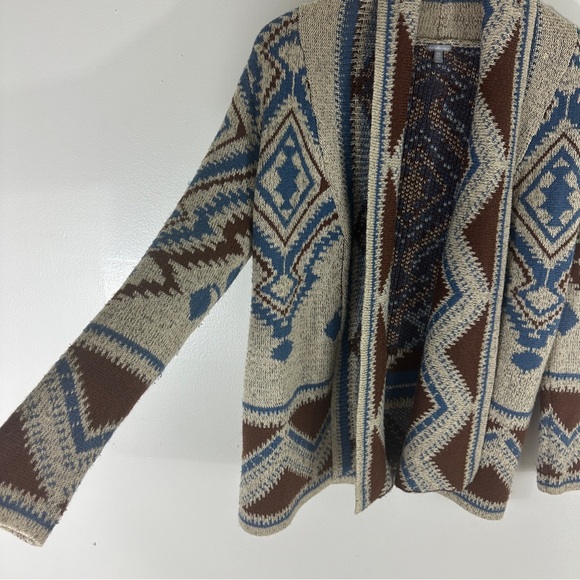 Charlotte Russe Openfront Boho Cardigan Sweater Cotton Blend Brown Blue XS - Picture 7 of 8
